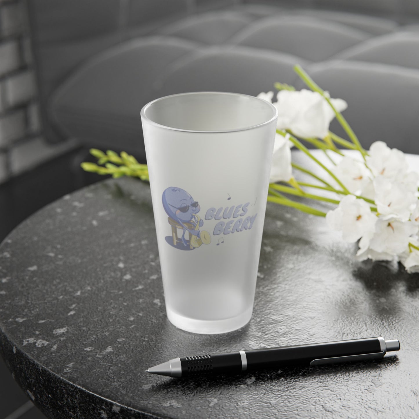 "Blues Berry" Frosted Pint Glass