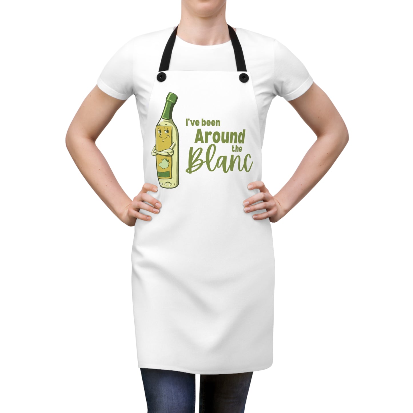 "I've Been Around the Blanc" Apron with Contrasting Straps