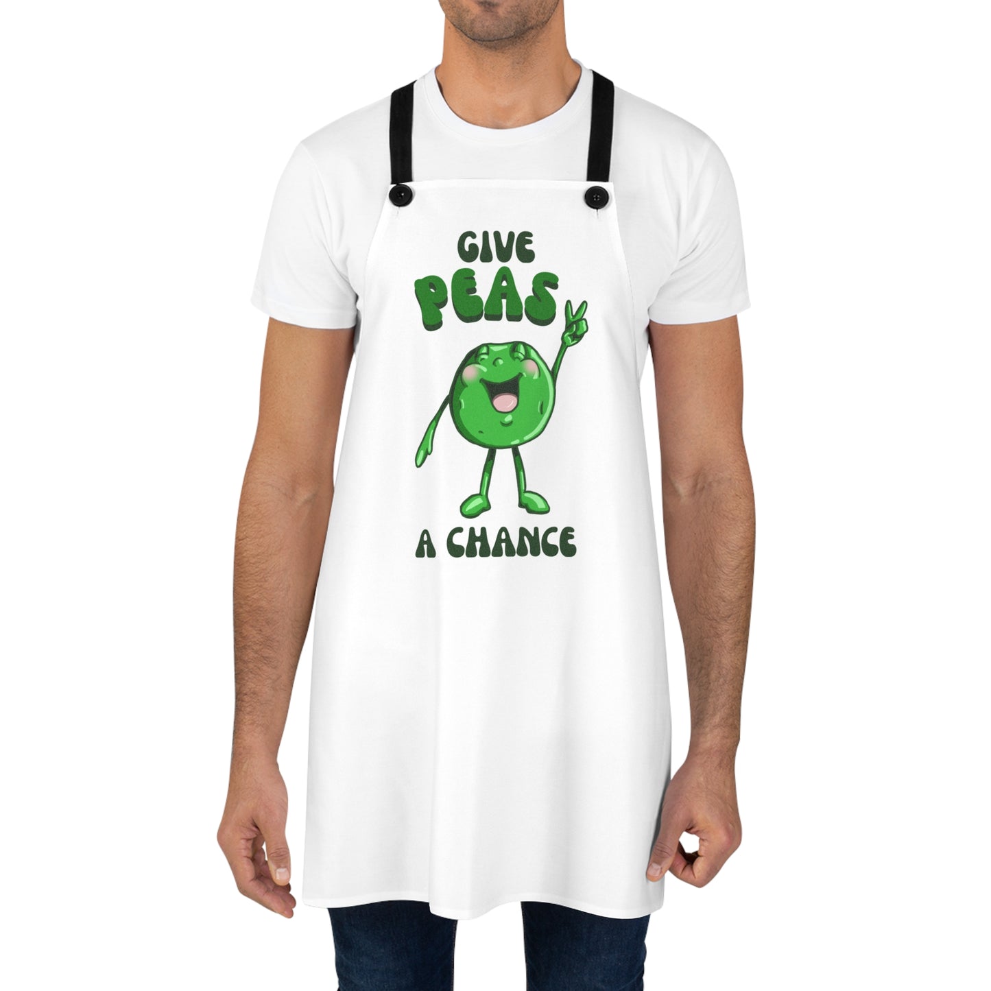 "Give Peas a Chance" Funny Apron with Contrasting Straps
