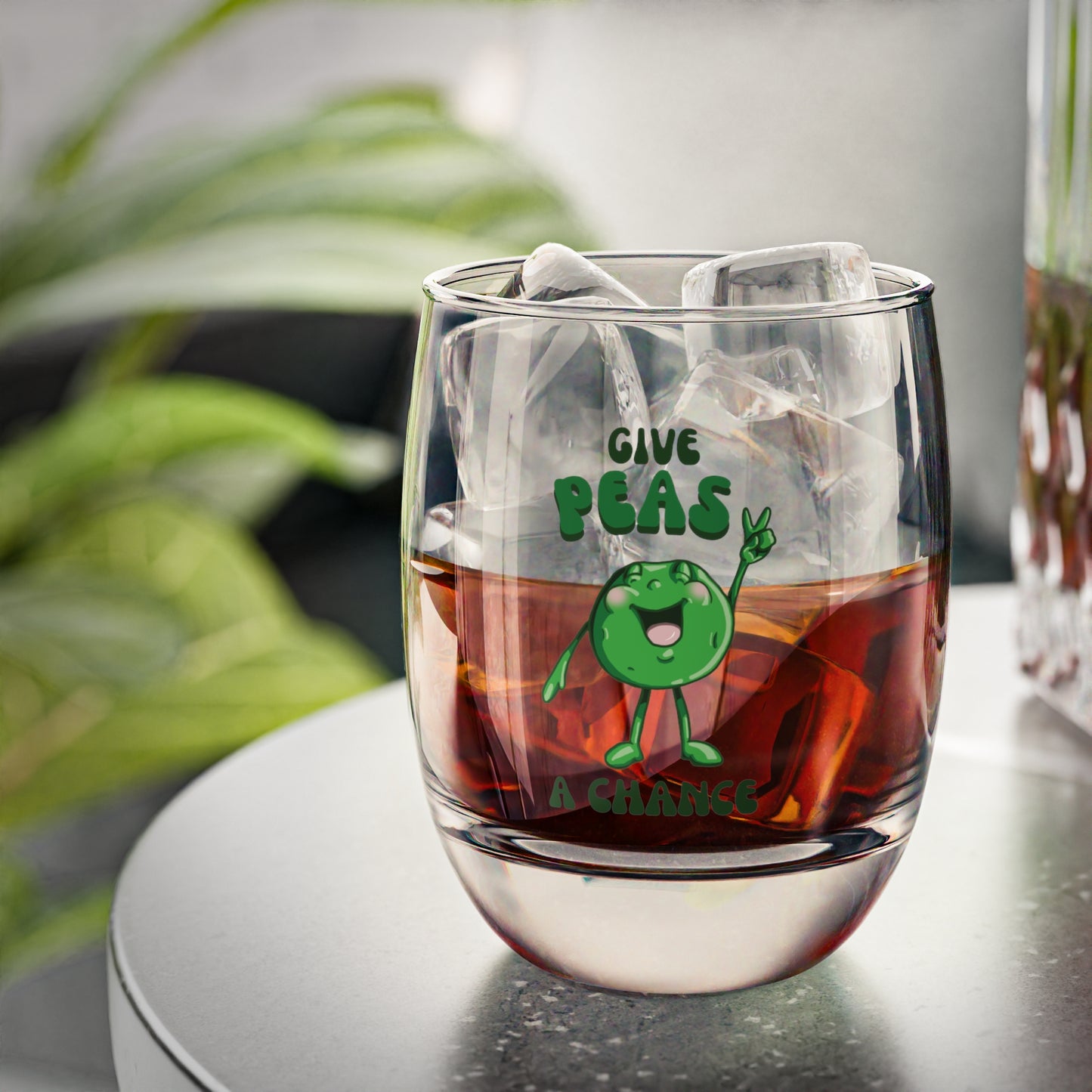 Give Peas a Chance Whiskey Glass