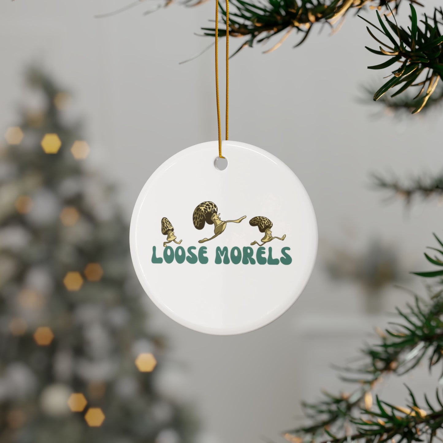 "Loose Morels" Mushroom Lover's Ceramic Ornament