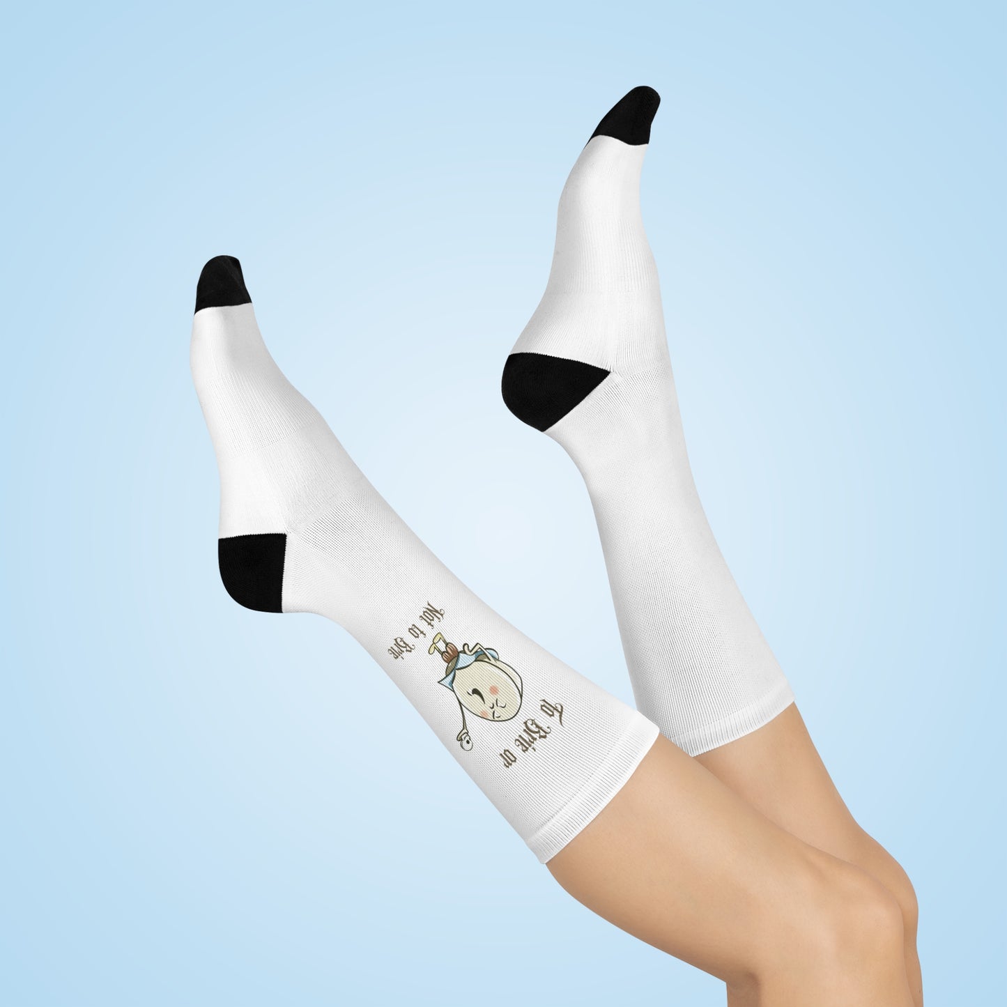 "To Brie or Not to Brie"- Fun Cushioned Crew Socks - Perfect for Foodies & Shakespeare Lovers