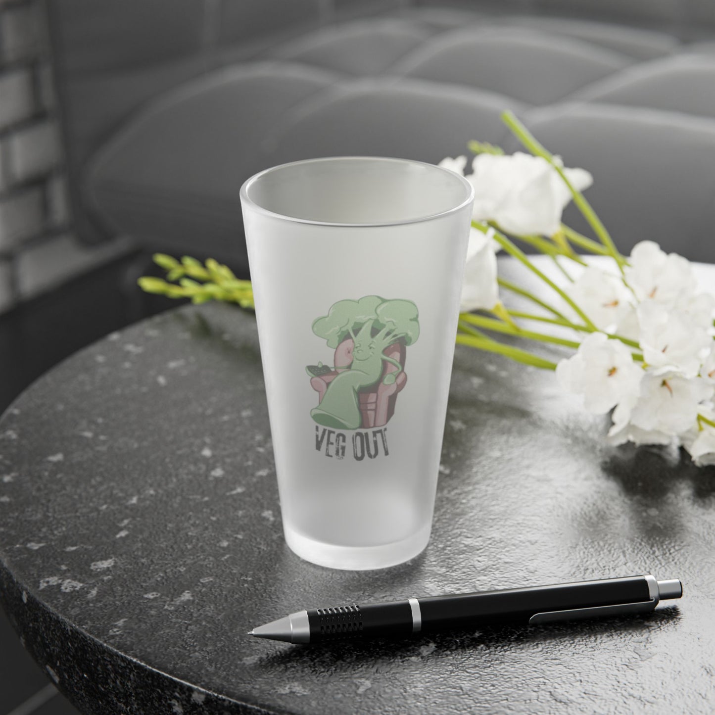 "Veg Out" Frosted Pint Glass