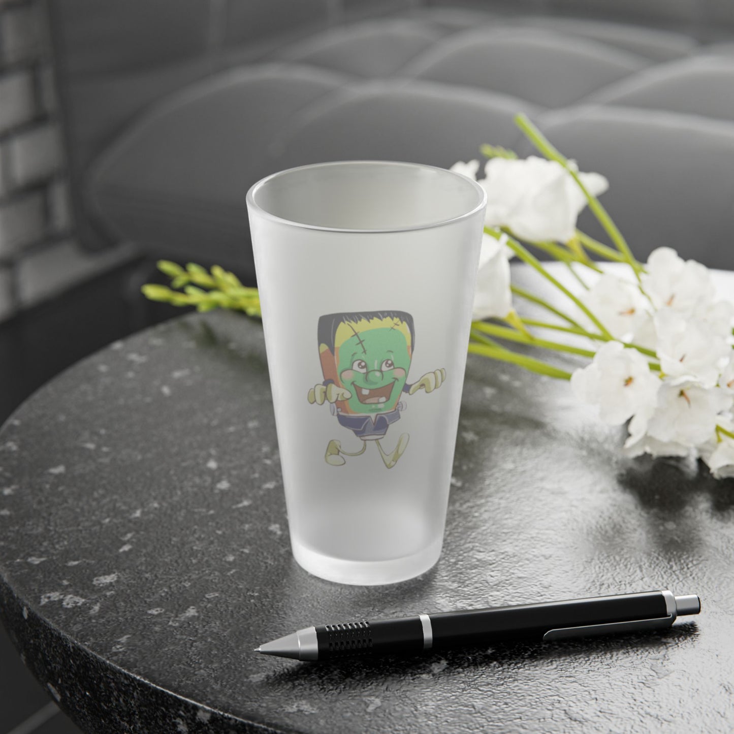 "Candy Corn Frankenstein's Monster" Frosted Pint Glass