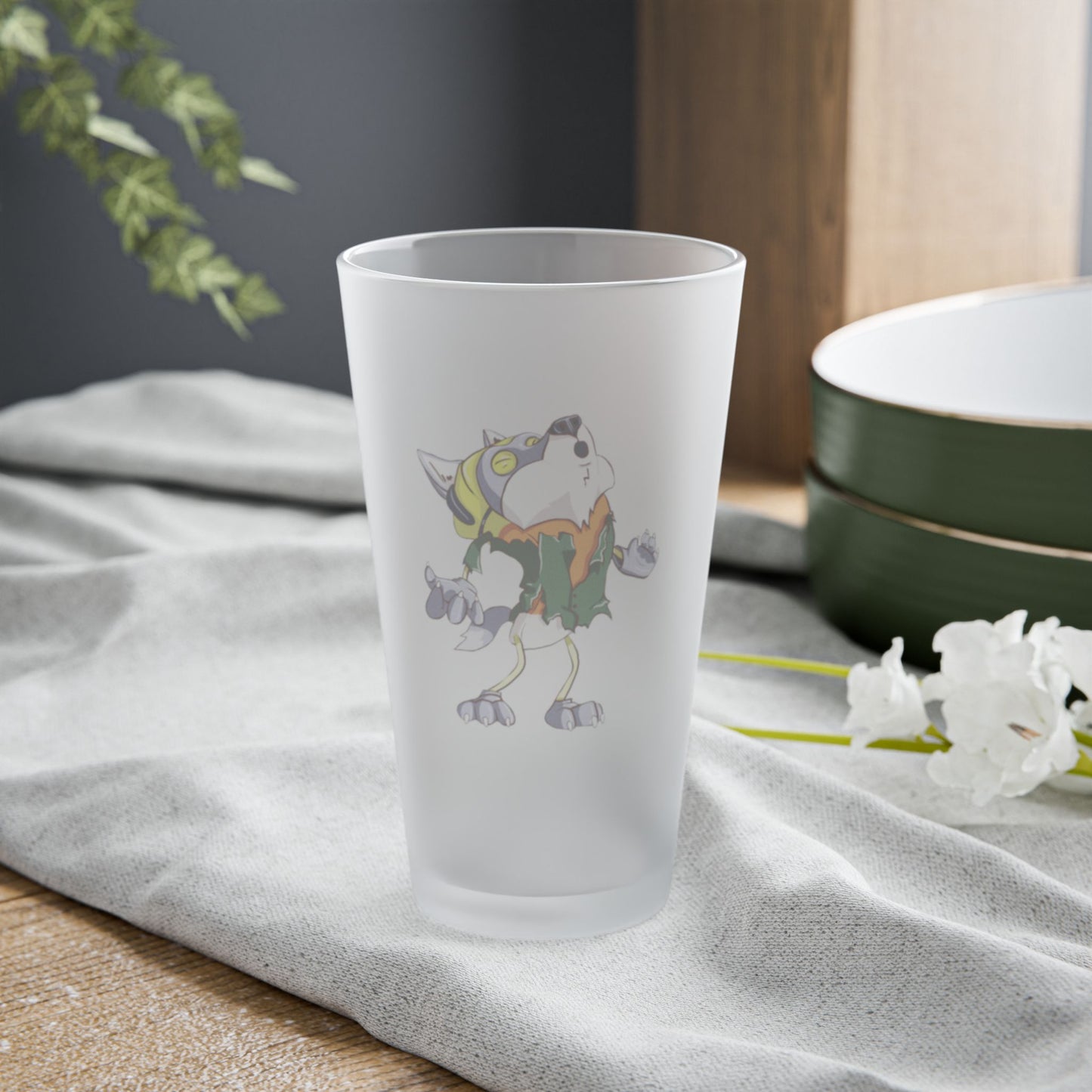 "Candy Corn Werewolf" Frosted Pint Glass