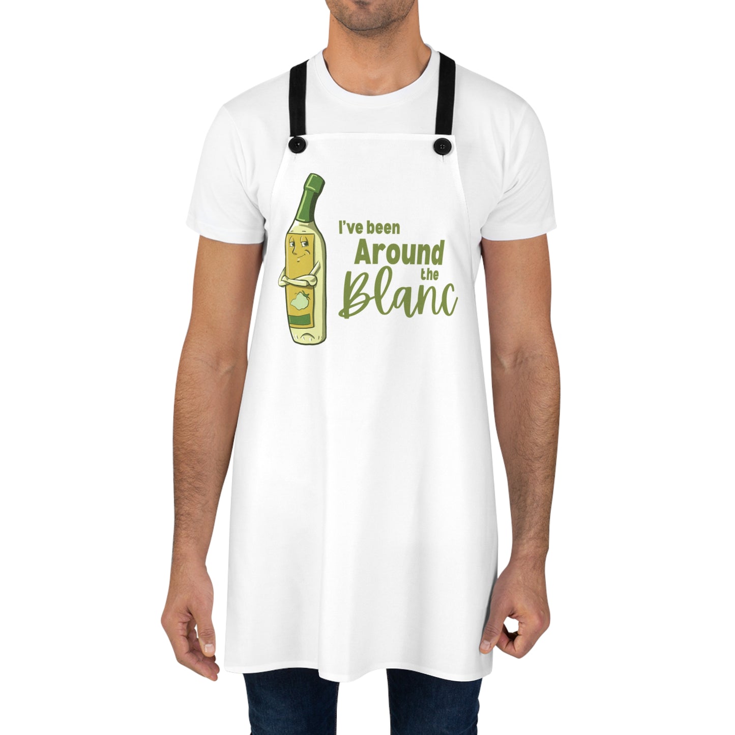 "I've Been Around the Blanc" Apron with Contrasting Straps