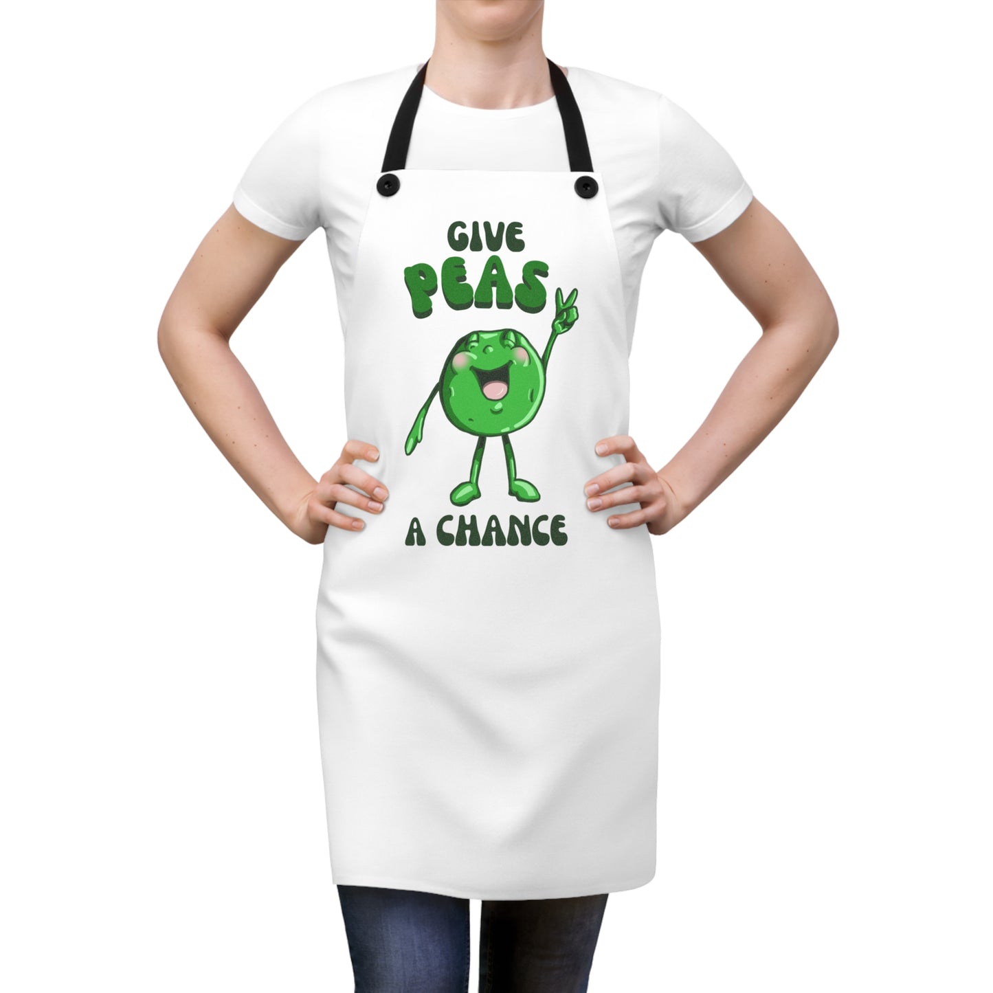 "Give Peas a Chance" Funny Apron with Contrasting Straps