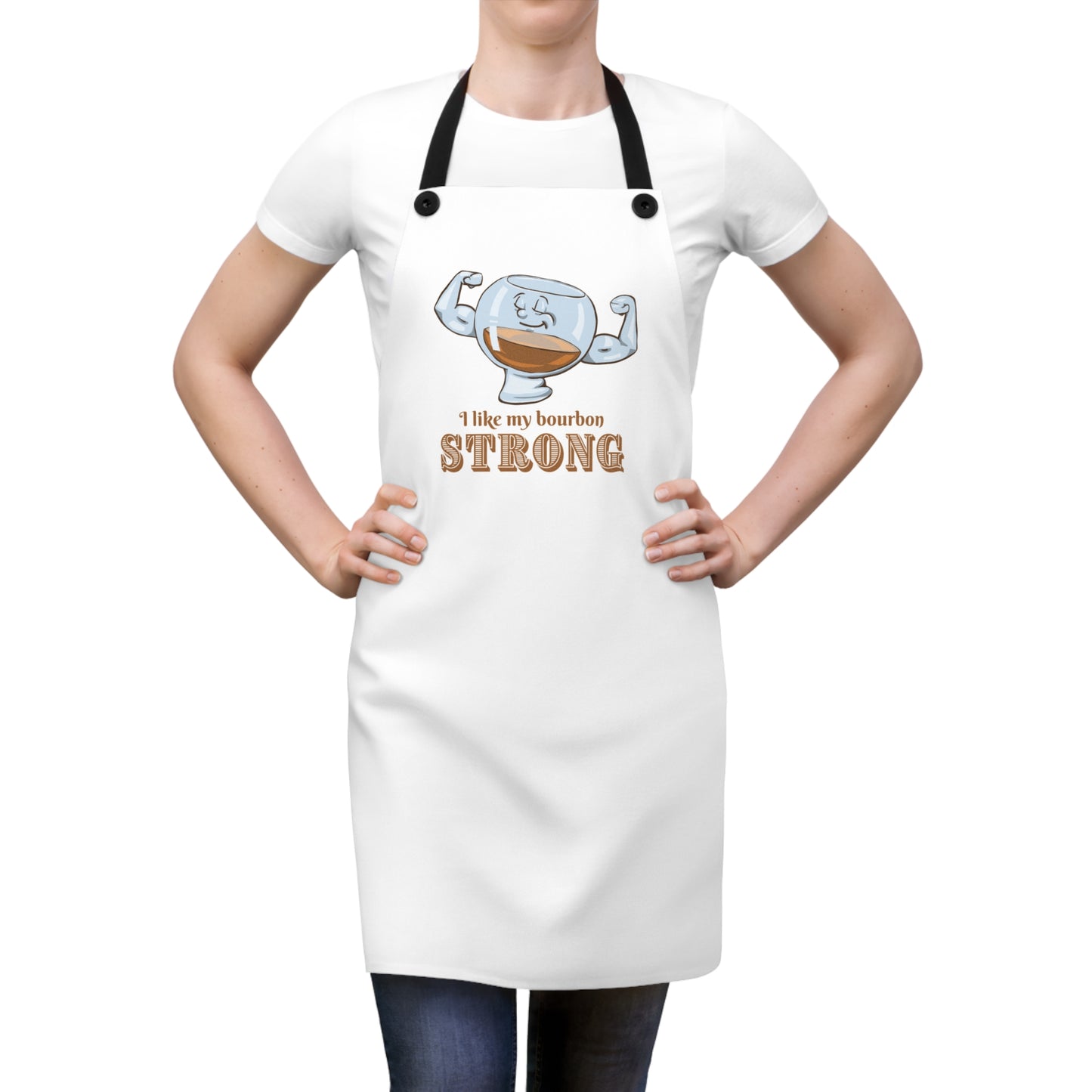 "I Like My Bourbon Strong" Apron with Contrasting Strap