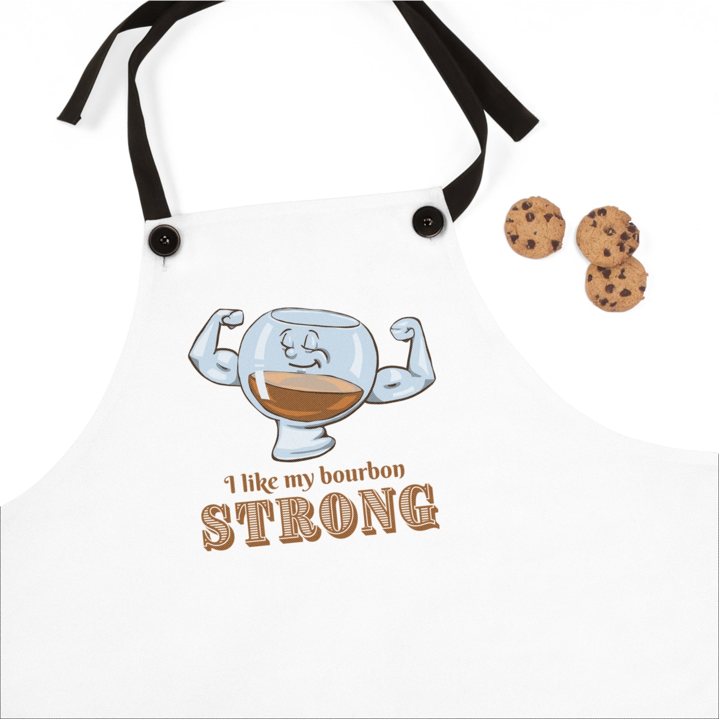 "I Like My Bourbon Strong" Apron with Contrasting Strap