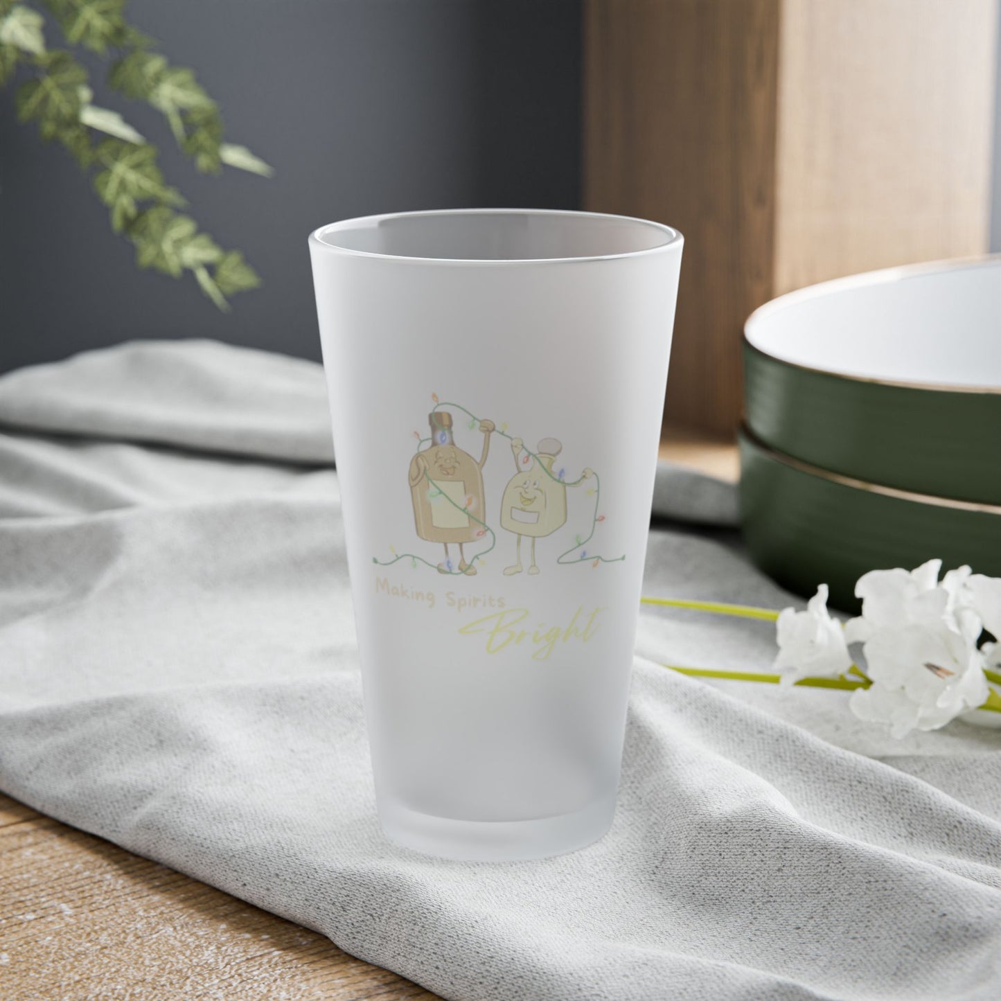 "Making Spirits Bright" Frosted Pint Glass