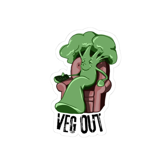 "Veg Out" Broccoli Stickers- Kiss-Cut Design - Fun Plant-Based Humor for Veggie Lovers