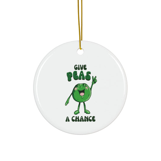"Give Peas a Chance" Whimsical Ceramic Ornament