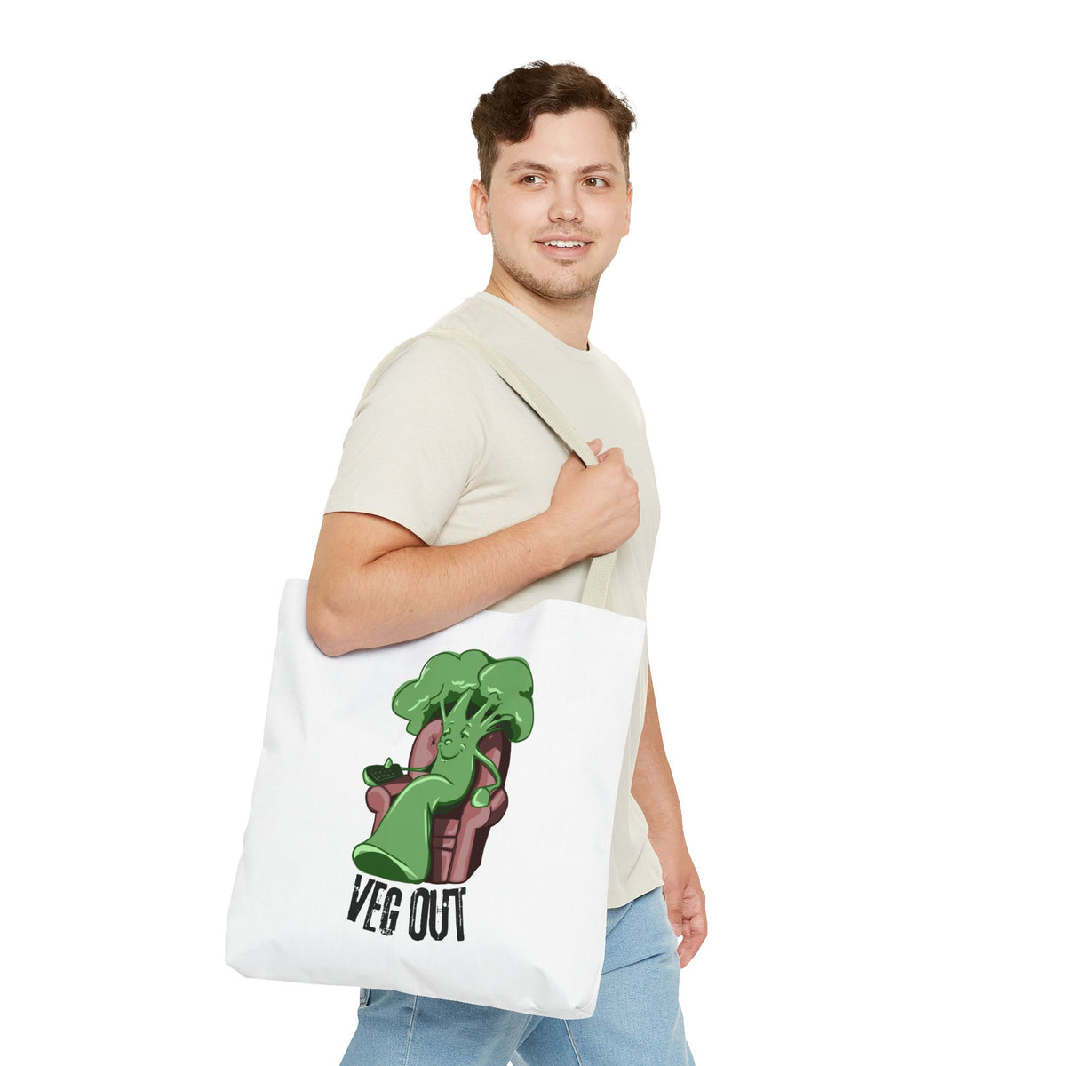 "Veg Out" Tote Bag - Fun Veggie Design for Plant Lovers