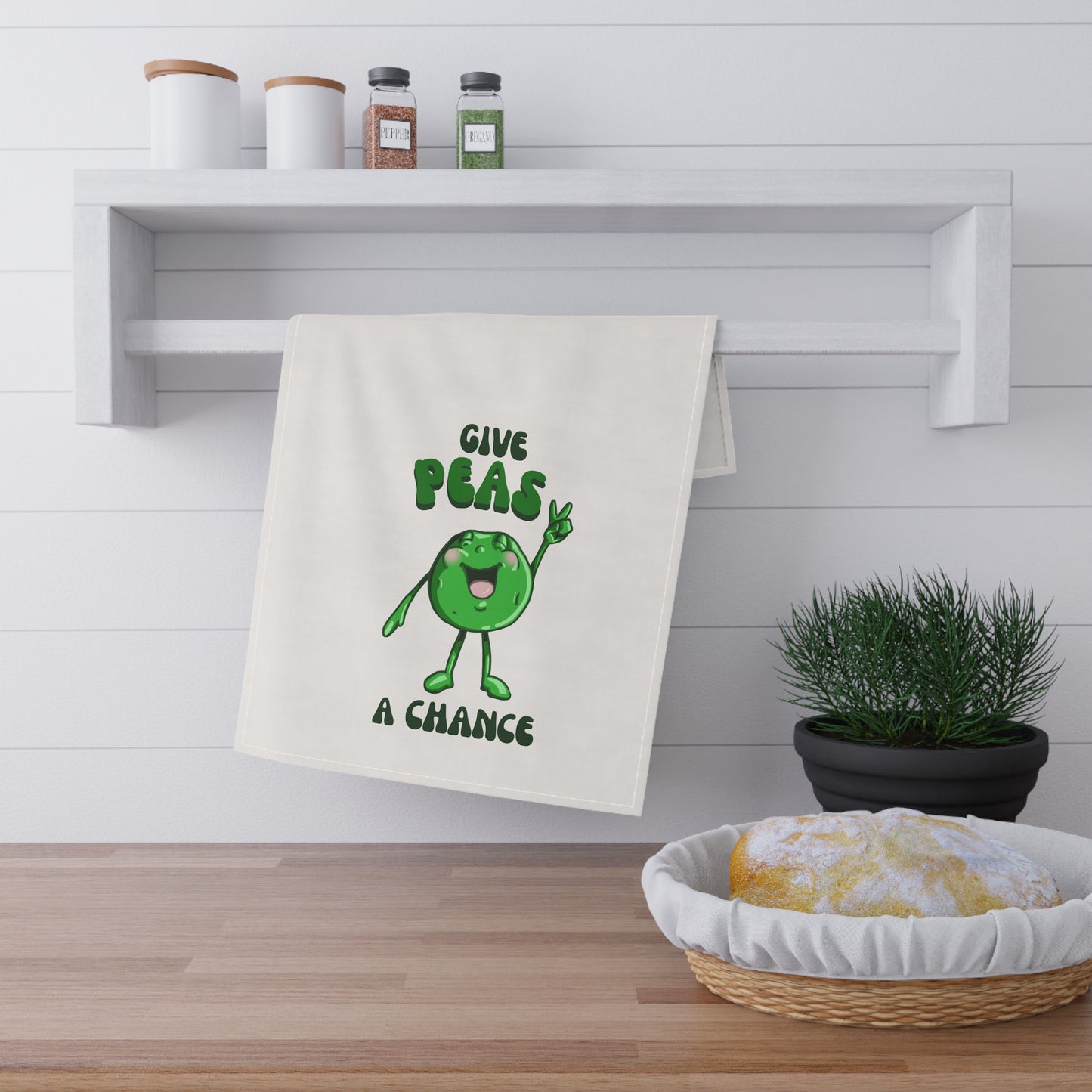 "Give Peas a Chance" Tea Towels (cotton, poly)