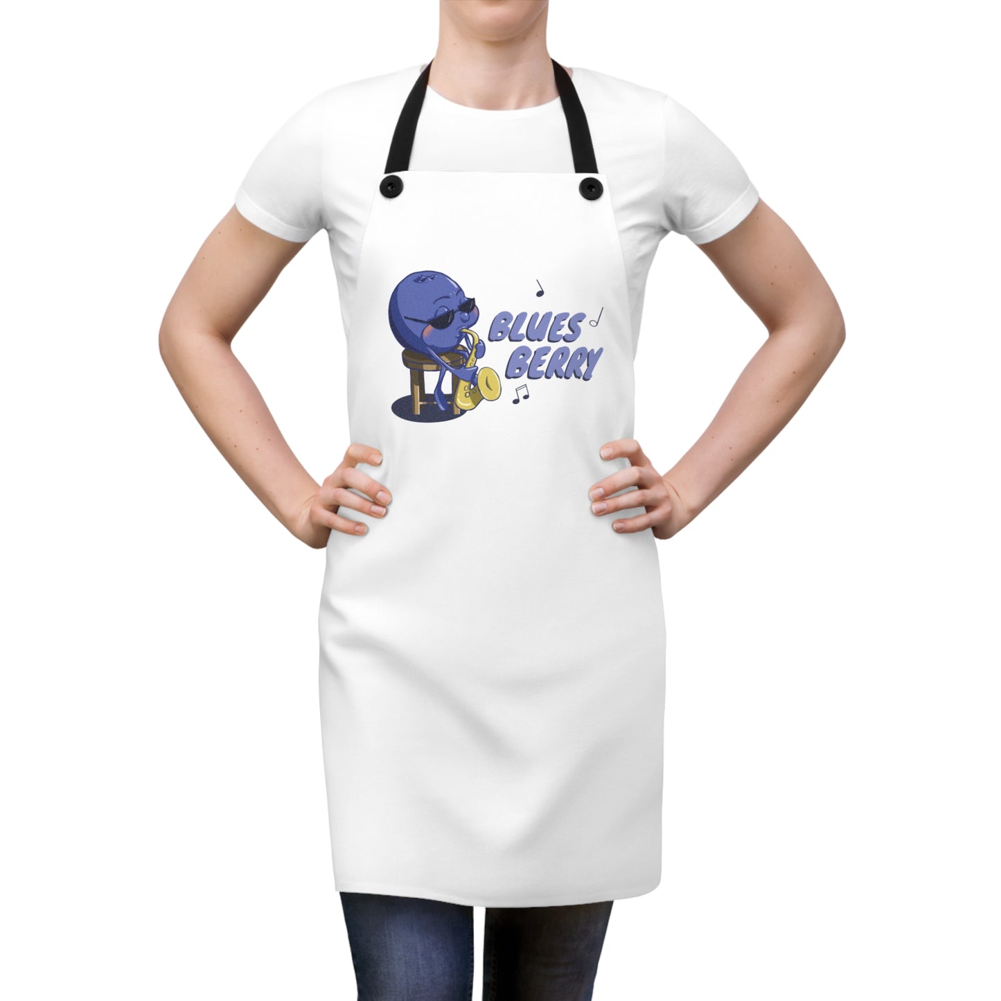 "Blues Berry" Apron with Contrasting Strap