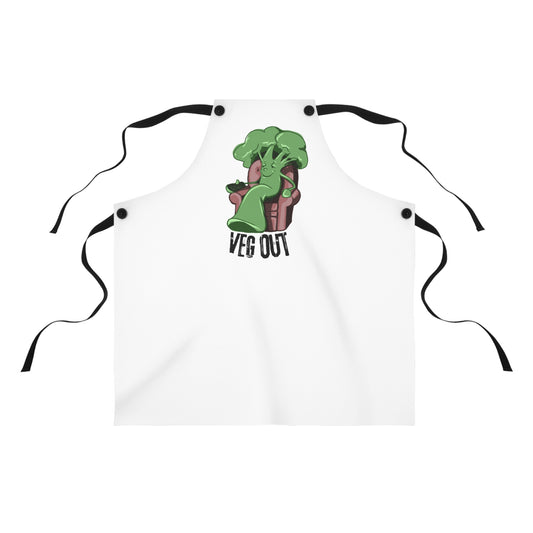 "Veg Out" Funny Broccoli Apron with Contrasting Straps