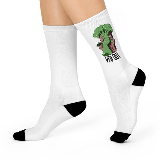 "Veg Out" Fun Cushioned Crew Socks - Perfect for Foodies & Everyday Comfort