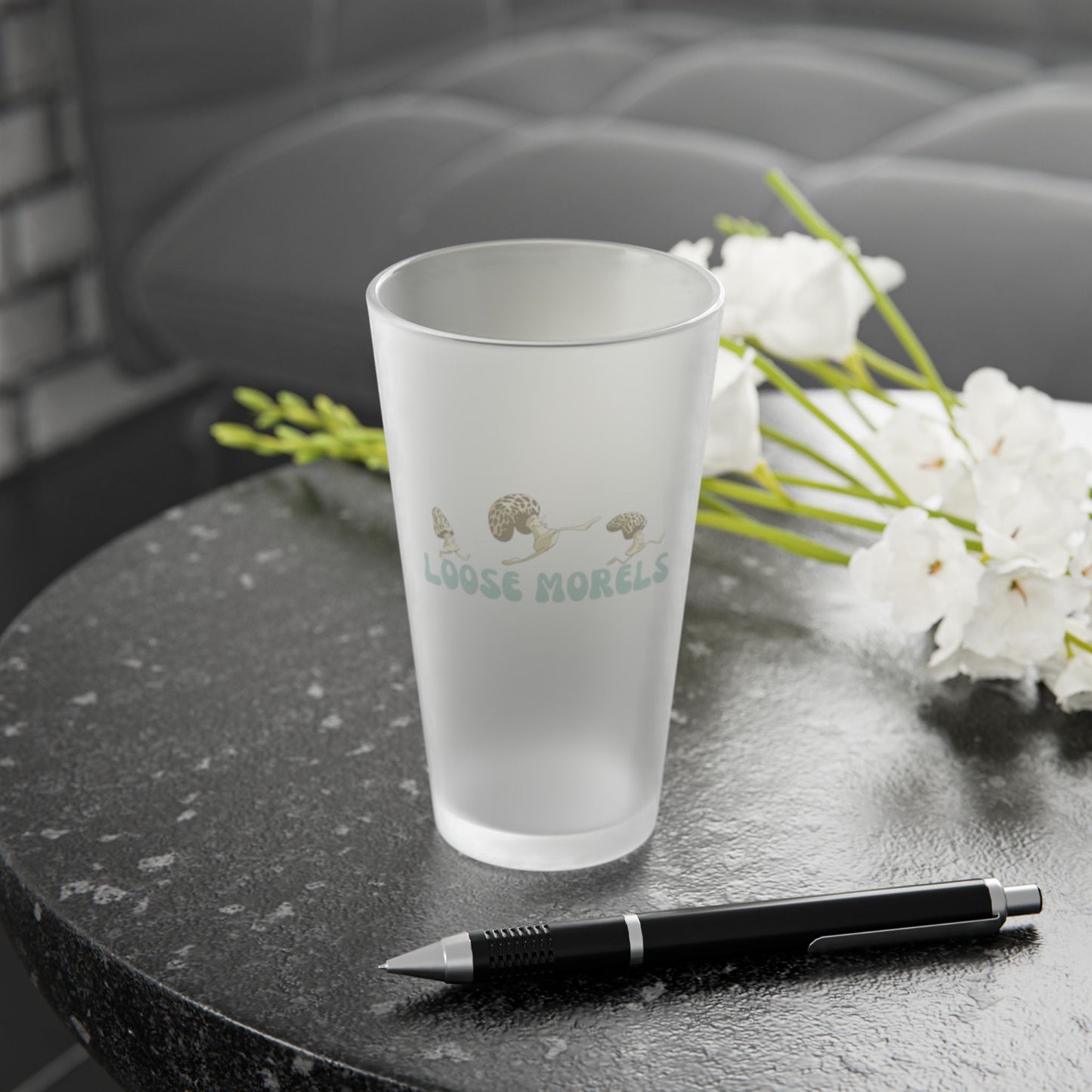 "Loose Morels" Frosted Pint Glass