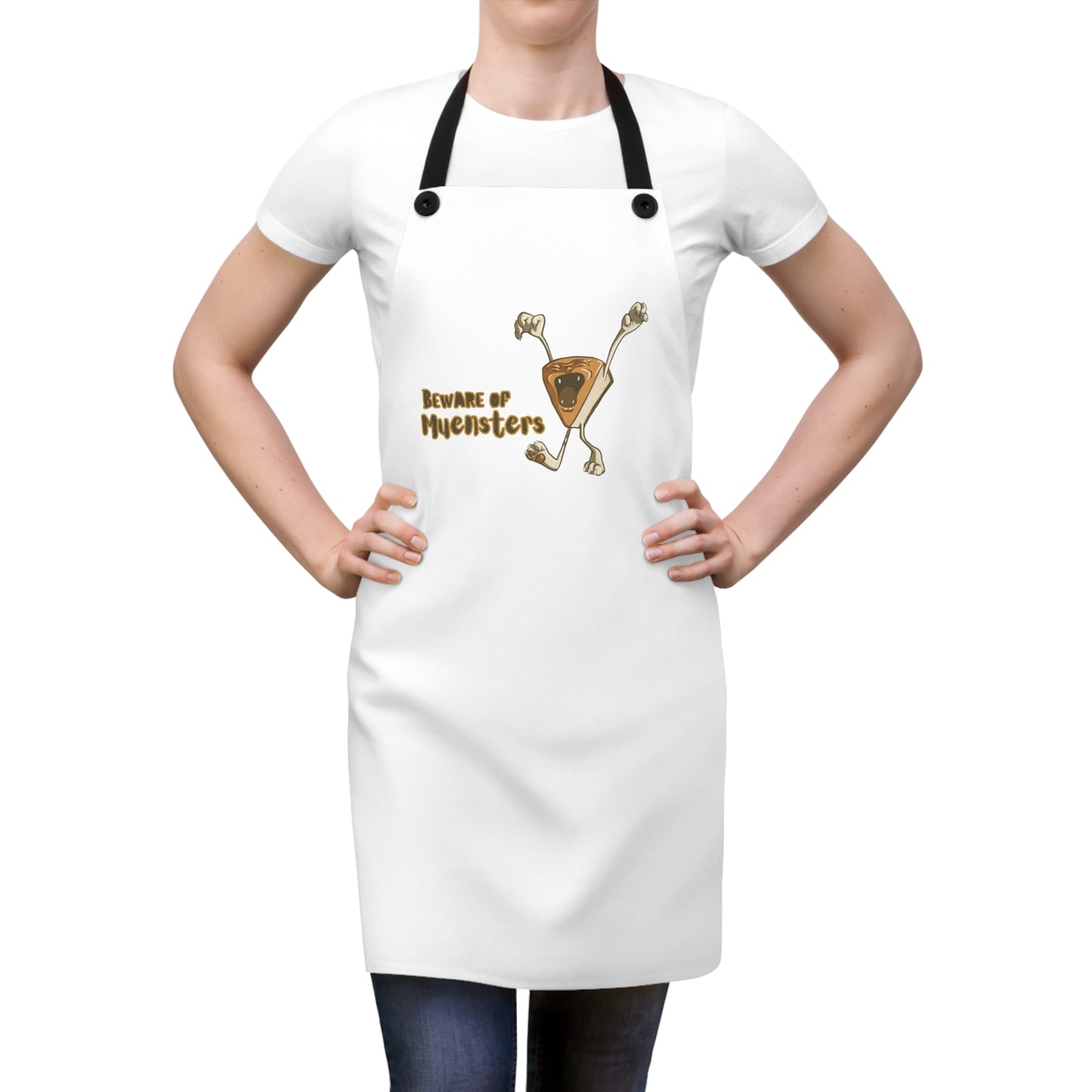 "Beware of Muensters" Apron with Contrasting Strap