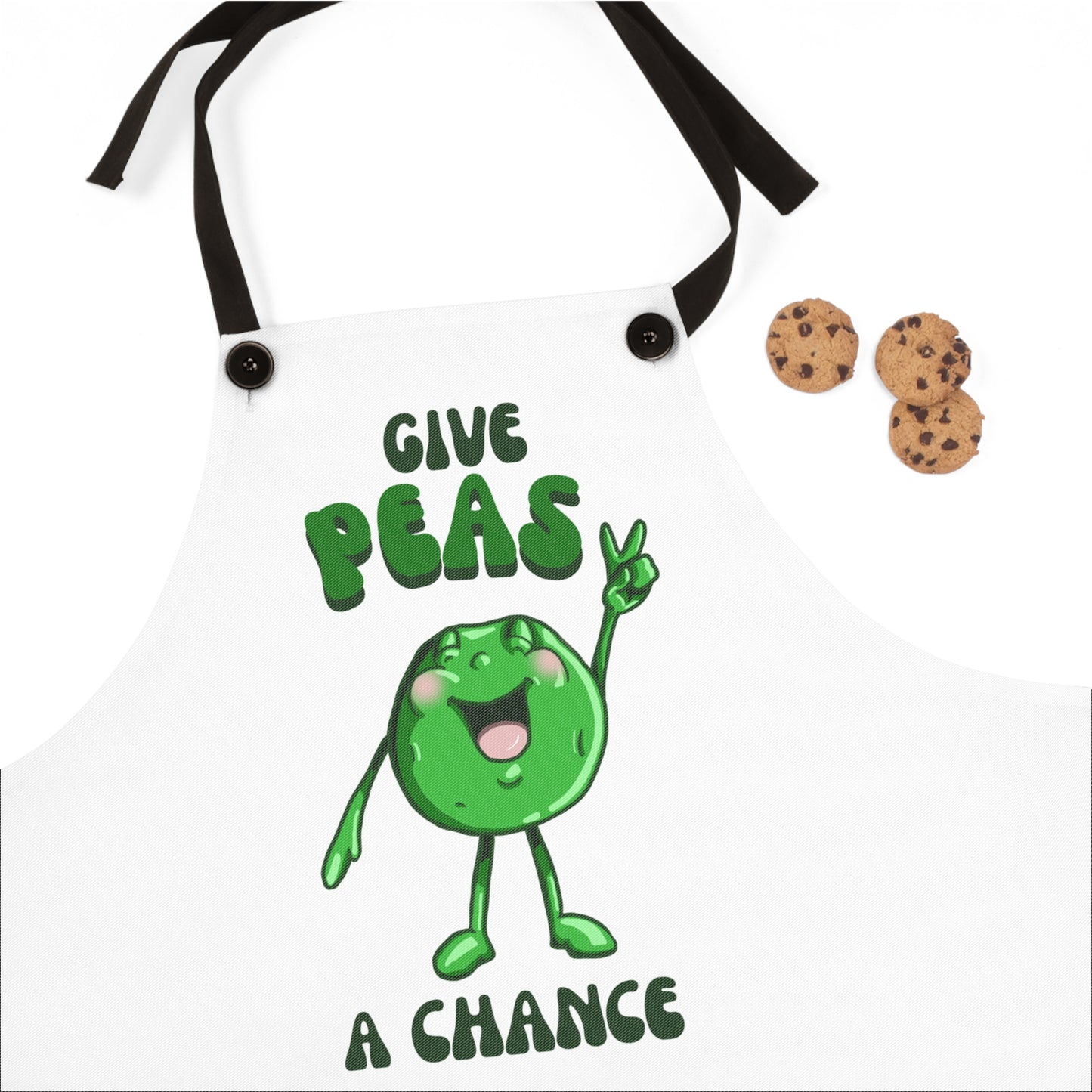 "Give Peas a Chance" Funny Apron with Contrasting Straps