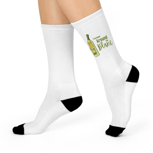 "I've Been Around the Blanc"- Fun Cushioned Crew Socks for Wine Lovers