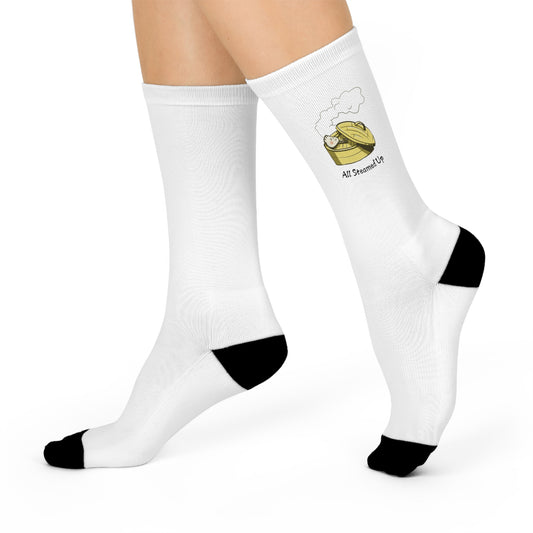 "All Steamed Up"- Fun Cushioned Crew Socks - Perfect for Foodies