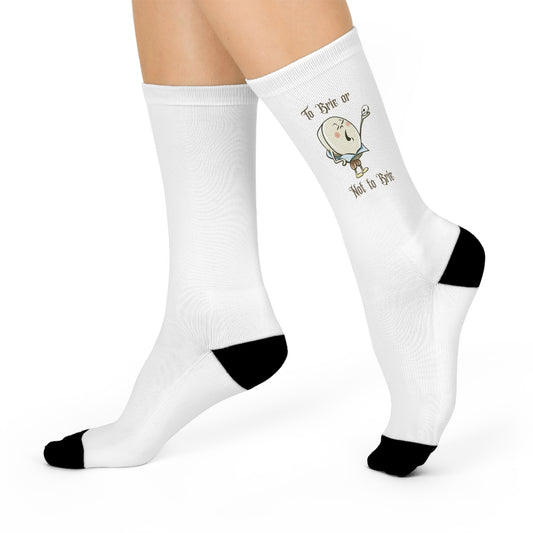 "To Brie or Not to Brie"- Fun Cushioned Crew Socks - Perfect for Foodies & Shakespeare Lovers
